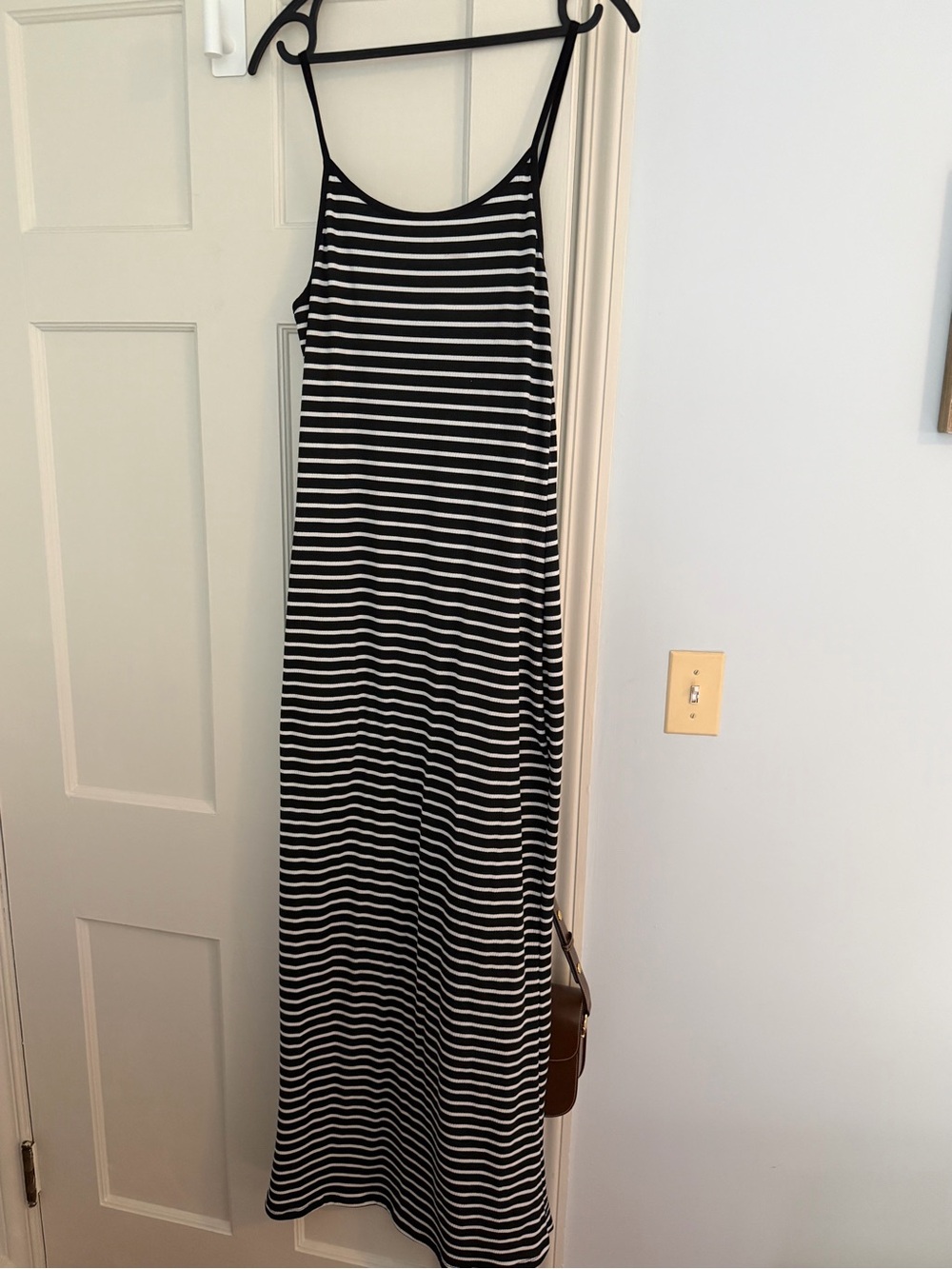 Capella Striped Black and White Maxi Dress - Classic Scoop Neck